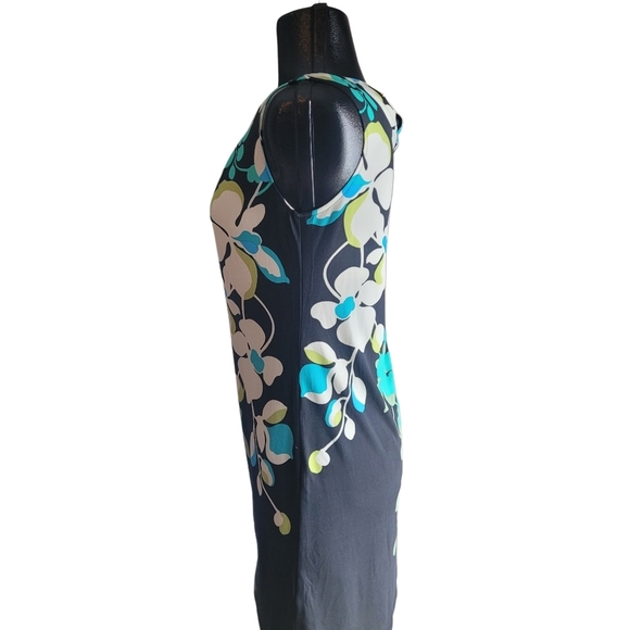 Jeune Jeunesse Black Colorful Floral Print Sheath Dress S - Picture 5 of 7